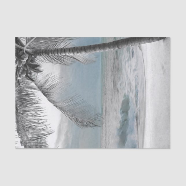 Papier Mousseline White Palm Coconut Tree Beach Mariage élégant (Recto)