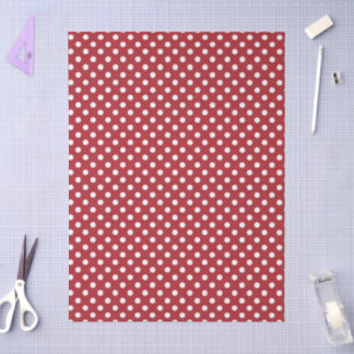 Papier Mousseline White Polka Dot On Red Tissue Paper