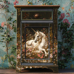 Papier Mousseline White Unicorn Floral Fairytale Meadow Imaginaire A