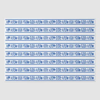 Papier Mousseline Whiteblue Bone Inlay Floral Border Decoupage Paper