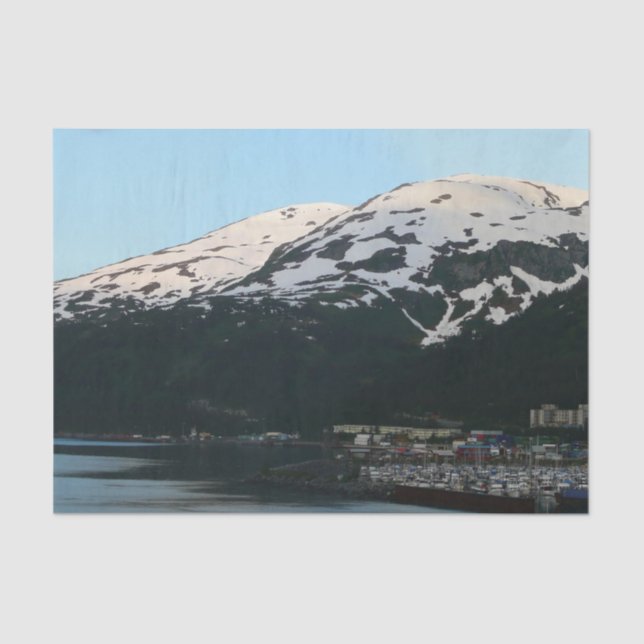 Papier Mousseline Whittier at Dusk Pittoresque Alaska Photographie (Recto)