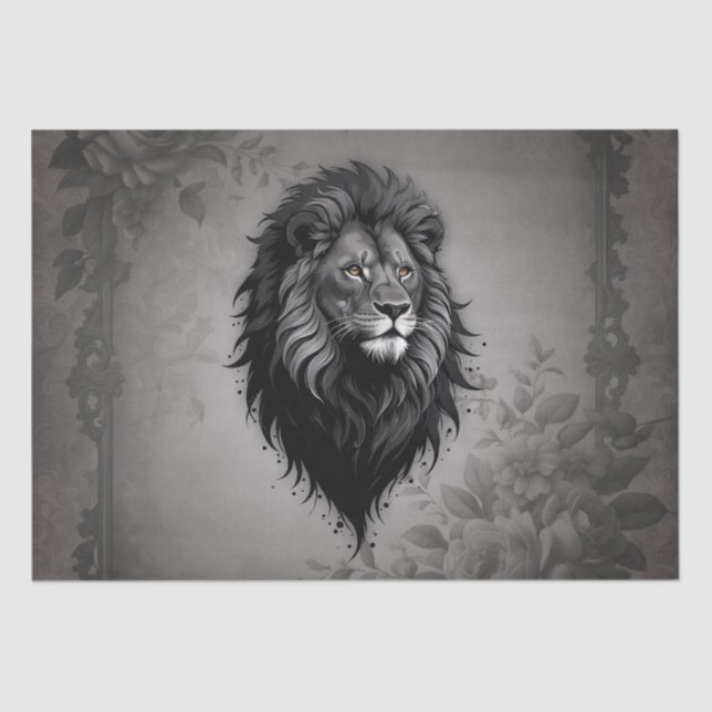 Papier Mousseline Wild Grace : portrait saisissant d'un lion (Recto)