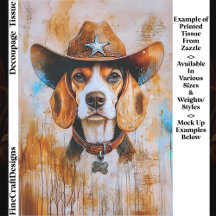 Wild West Beagle Dog In Cowboy Hat EY4 Decoupage