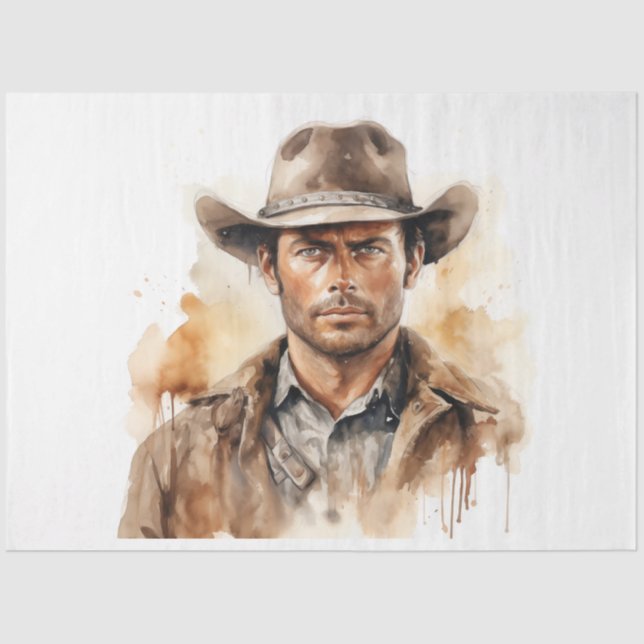 Papier Mousseline Wild West Rustic Rambler Cowboy Découpage (Recto)