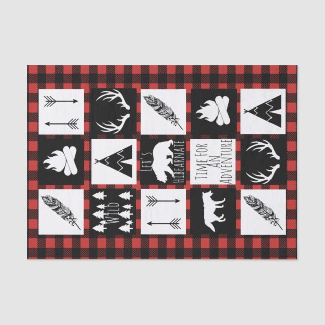 Papier Mousseline Wilderness rustique & Animaux Buffalo Check Plaid (Recto)