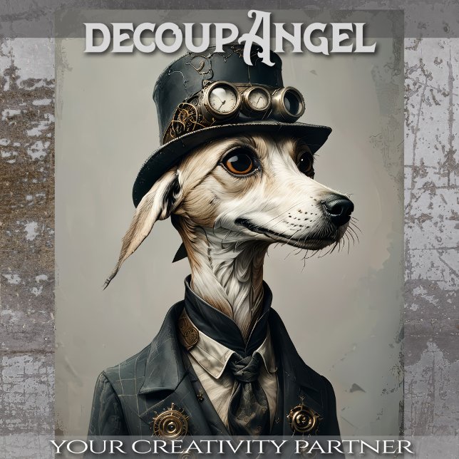 Papier Mousseline William - Chien Dapper avec ​ Casquette ​- Découpa (Créateur téléchargé)