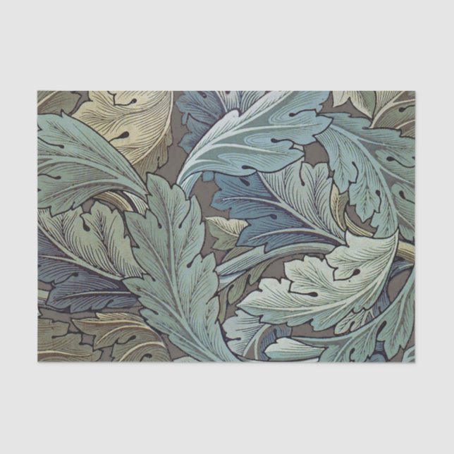 Papier Mousseline William Morris Acanthus Sage Fleur Floral Botaniqu (Recto)