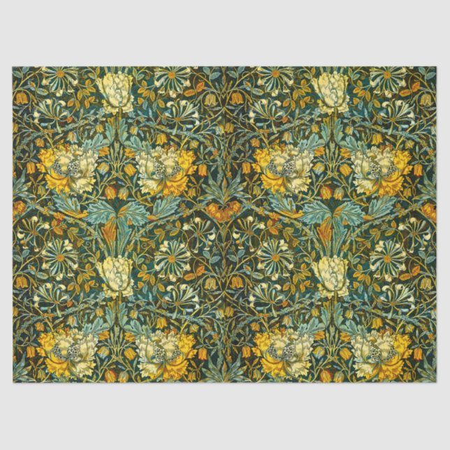 Papier Mousseline William Morris Antique Honeysuckle Motif Floral (Recto)
