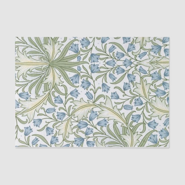 Papier Mousseline William Morris - Art Nouveau Bleu Bellflowers (Recto)