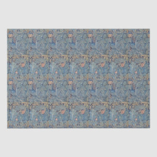 Papier Mousseline William Morris Beau motif floral bleu rose