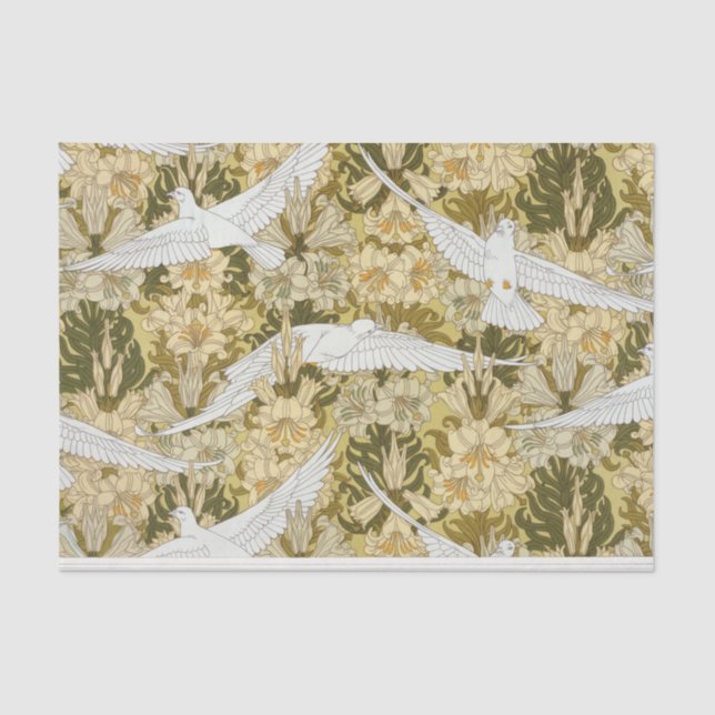 Papier Mousseline William Morris Bird Motif Floral Design (Recto)