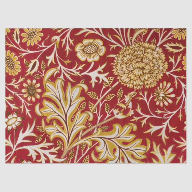 Papier Mousseline William Morris Cherwell Motif Floral Rouge (Recto)