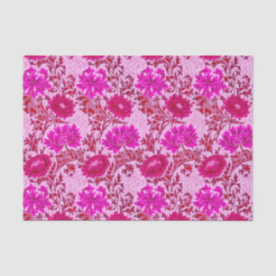 Papier Mousseline William Morris Chrysanthemums, Bourgogne et rose