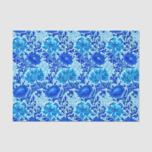 Papier Mousseline William Morris Chrysanthemums Nuances de Denim Blu