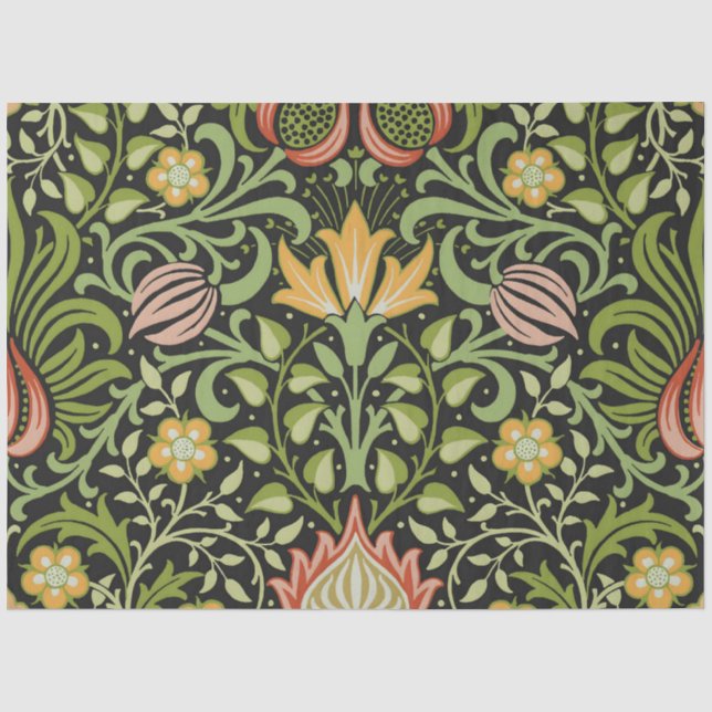 Papier Mousseline William Morris Conception botanique florale persan (Recto)