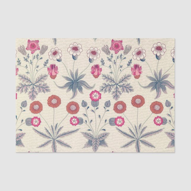 Papier Mousseline William Morris Daisy Motif floral Orange rouge (Recto)