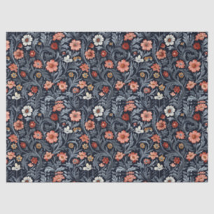 Papier Mousseline William Morris d'inspiration bleu marine rose pâle