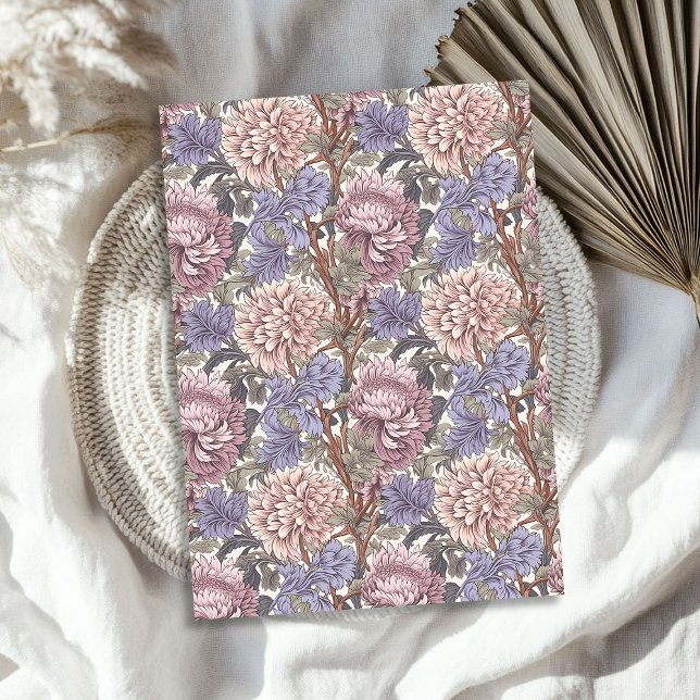 Papier Mousseline William Morris d'inspiration rose pâle et pourpre (William Morris inspired dusty pink pale purple Tissue Paper)