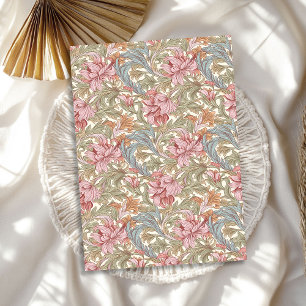 Papier Mousseline William Morris d'inspiration rose pâle sauge vert 