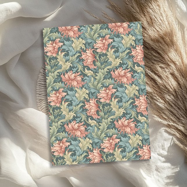 Papier Mousseline William Morris d'inspiration sauce blush vert past (William Morris inspired blush sage pastel green Tissue Paper)
