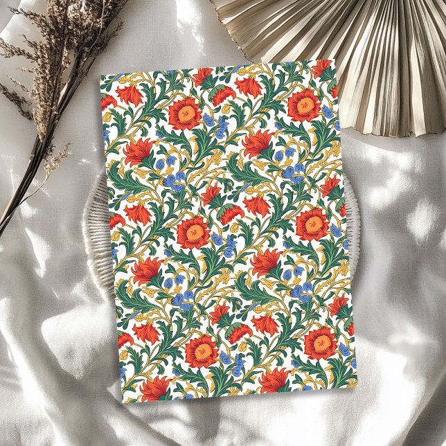 Papier Mousseline William Morris d'inspiration terre cuite vert past (William Morris inspired terracotta pastel green Tissue Paper)
