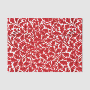 Papier Mousseline William Morris Feuilles de chêne, rouge profond et