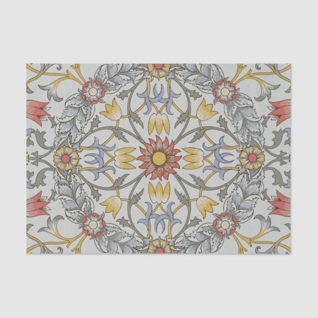 Papier Mousseline William Morris Floral Circle Flower Illustration (Recto)
