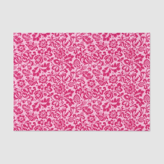 Papier Mousseline William Morris Floral Damask, Fuchsia et Pink (Recto)