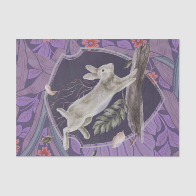Papier Mousseline William Morris Forest Rabbit Floral Art Nouveau (Recto)