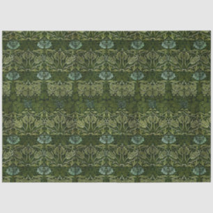 Papier Mousseline William Morris Grand Feuille vert & Fleur bleue