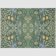 William Morris Green Floral Vintage White Margueri