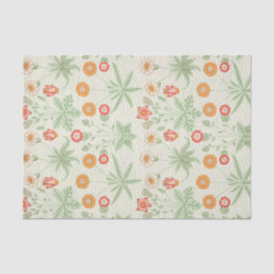Papier Mousseline William Morris Green Flower Motif Design