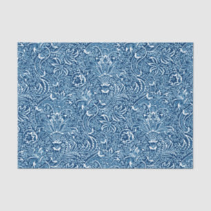 Papier Mousseline William Morris Indian, Indigo Blue et White