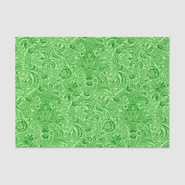 Papier Mousseline William Morris Indian, Lime et Kiwi Green (Recto)