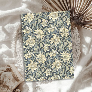 Papier Mousseline William Morris inspiré crème ivoire vert poussiére