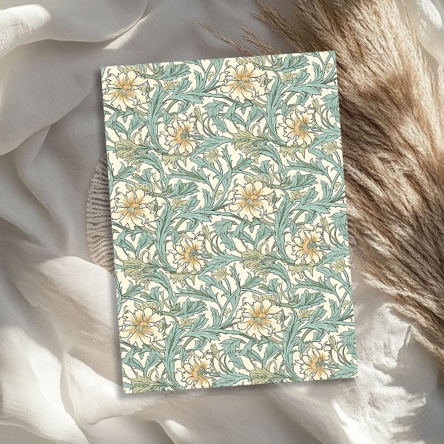 Papier Mousseline William Morris inspiré pastel vert crème ivoire (William Morris inspired pastel green cream ivory Tissue Paper)