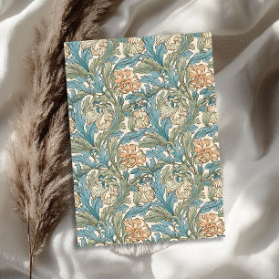 Papier Mousseline William Morris inspiré pastel vert pâle pêche bleu