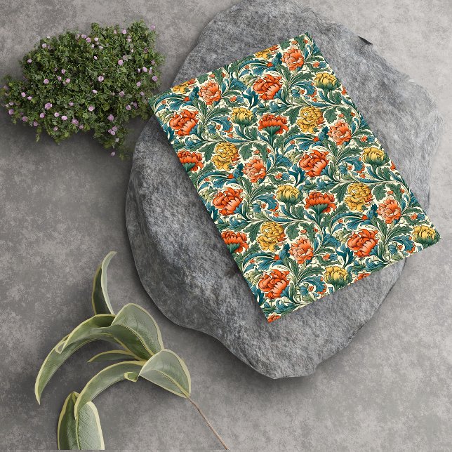 Papier Mousseline William Morris inspiré terre cuite pastel bleu (William Morris inspired terracotta pastel blue Tissue Paper)