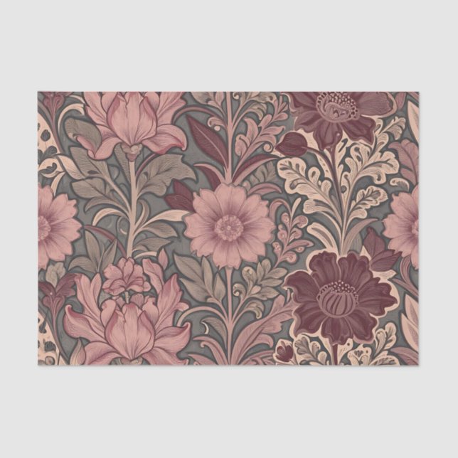 Papier Mousseline William Morris Inspired Floral Pattern (Recto)
