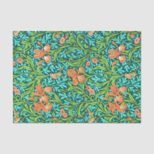 Papier Mousseline William Morris Irises, Orange et Turquoise