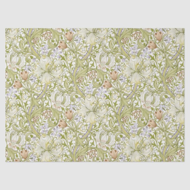 Papier Mousseline William Morris Jardin Fleur de Lys Classique (Recto)