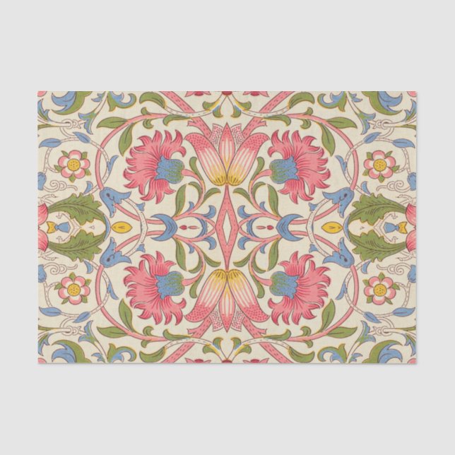 Papier Mousseline William Morris Lodden Motif Floral Pastel  (Recto)