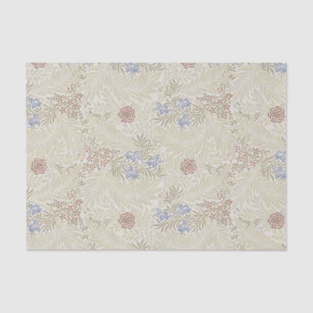 Papier Mousseline William Morris Lt Blue & Rust Larkspur Motif (Recto)
