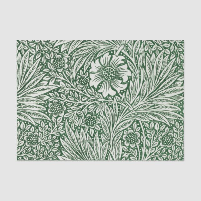 Papier Mousseline william morris marigold vert floral fleur (Recto)