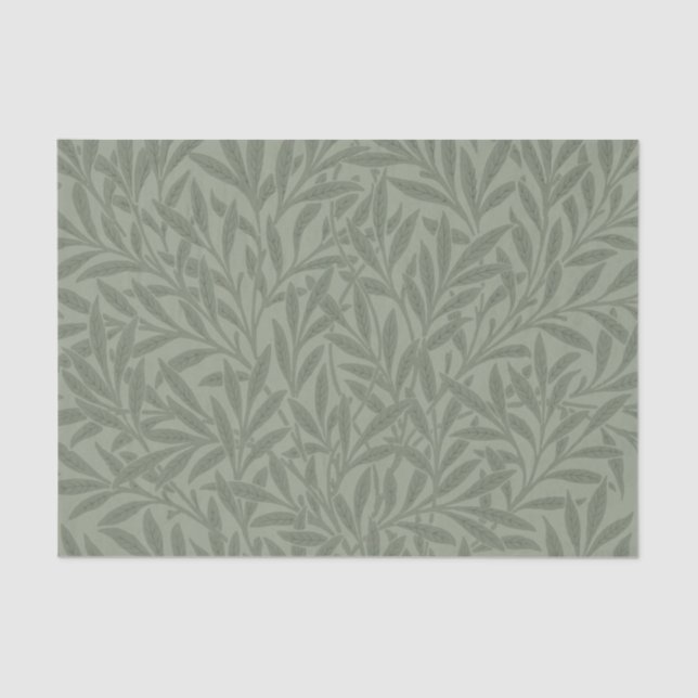 Papier Mousseline William Morris Motif Saule Antique Vert Sauge (Recto)
