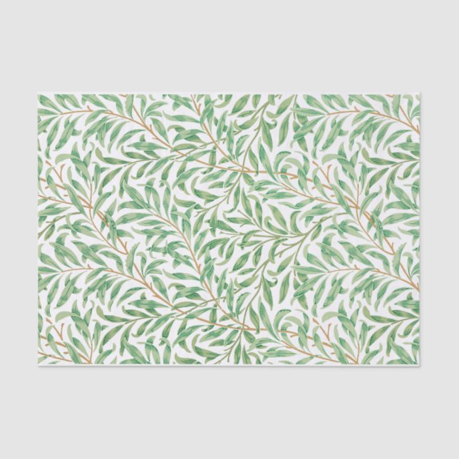 Papier Mousseline William Morris Pastel Green Willow Leaf Branches (Recto)