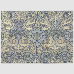 Papier Mousseline William Morris Peacock et Dragon Blue Decoupage