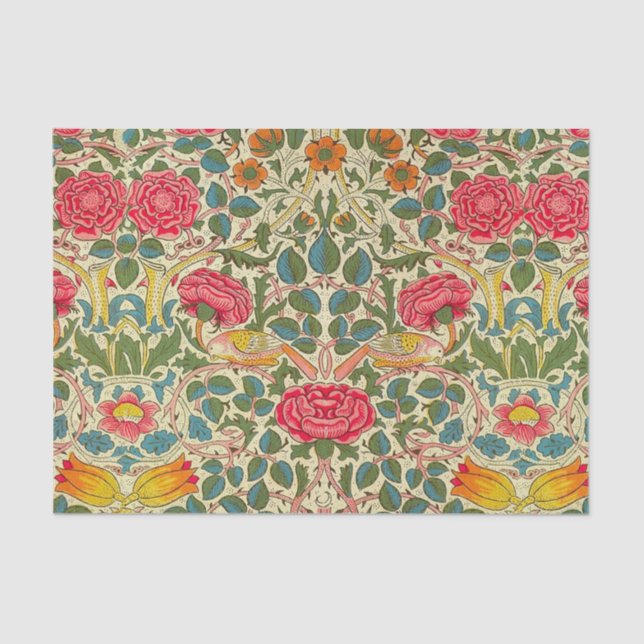 Papier Mousseline William Morris Rose Floral Chintz rose (Recto)