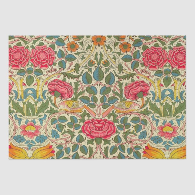 Papier Mousseline William Morris Rose Floral Chintz rose (Recto)