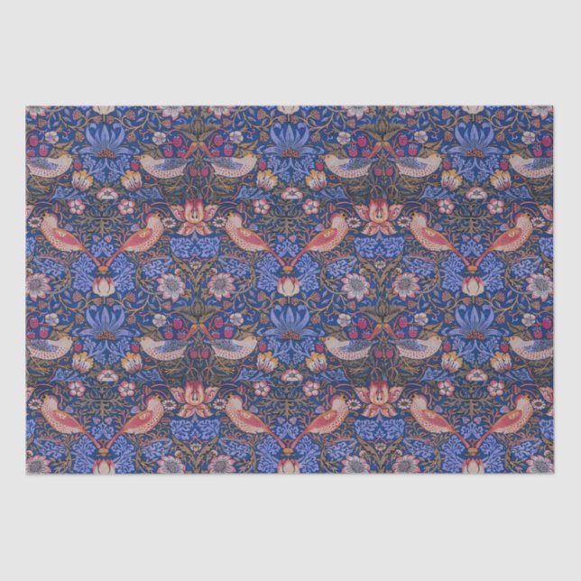 Papier Mousseline William Morris Strawberry Thief Motif floral (Recto)